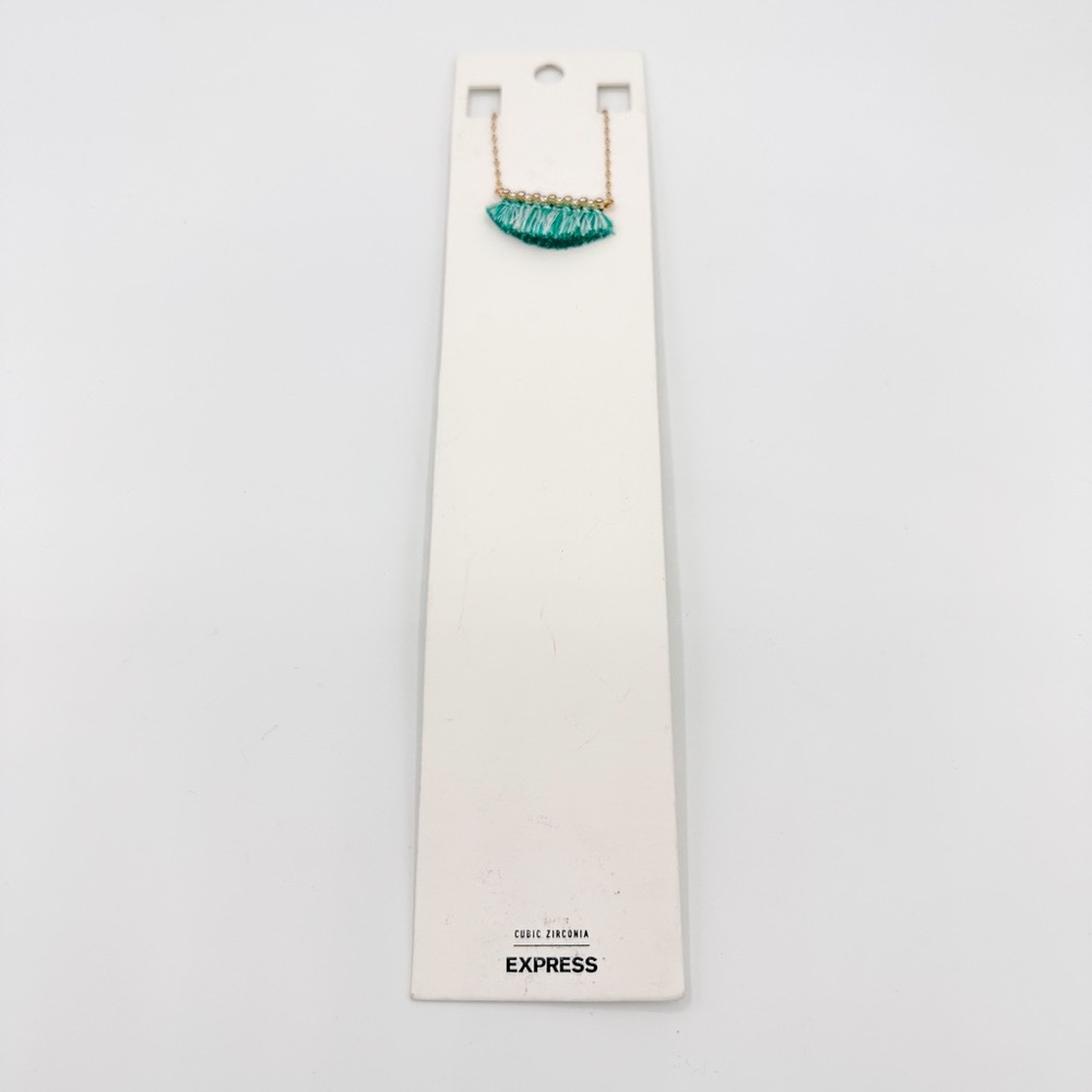 Express Gold & Teal Tassel Necklace
